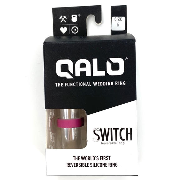 Qalo Reversible Silicone Ring Fuscia Pink White Womens Wedding Ring Size 5 8 - Picture 2 of 3